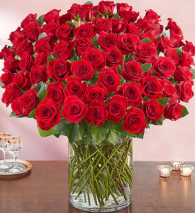 100 Premium Long Stem Red Roses