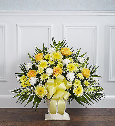 Heartfelt Tribute&amp;trade; Floor Basket- Yellow