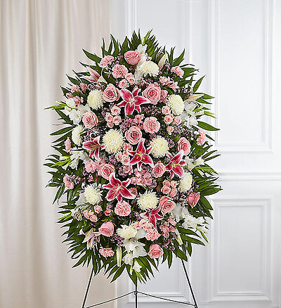 Pink &amp;amp; White Sympathy Standing Spray